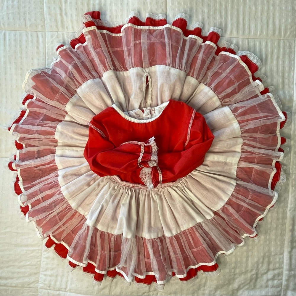 Kids Avenue Full Circle Pageant Party Dress Tiered Ruffle Lace VTG USA Size 2 - Picture 11 of 16